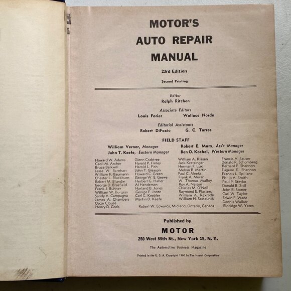 Motors Auto Repair Manual 1960 Hardcover 23rd Edition - Picture 5 of 14